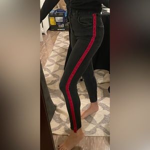 Zara black jeans with red velvet stripe. Usa 4. Fits like size 24.